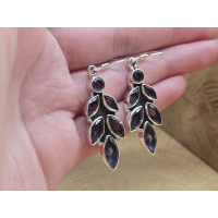 Echt zilveren oorbel hangers Amethist